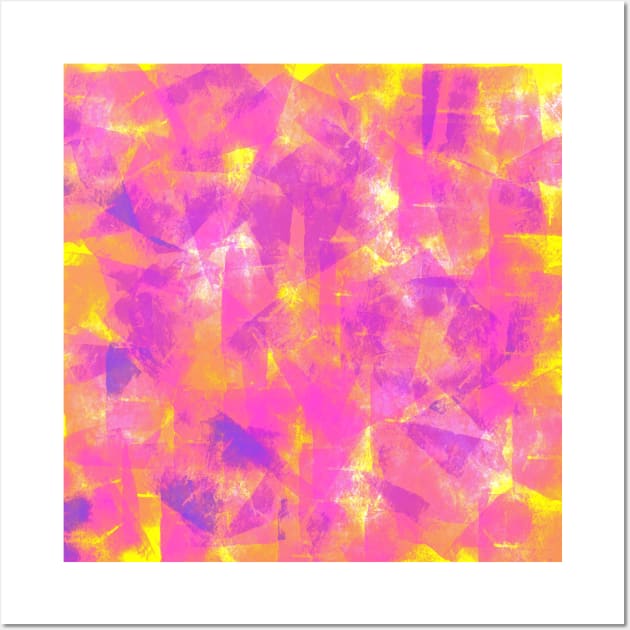 Layers Abstract Pink Purple Blue on Yellow Wall Art by Klssaginaw